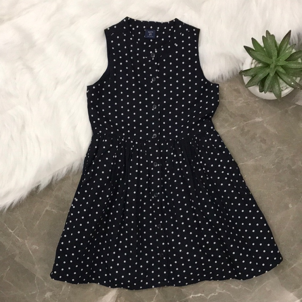 Kids - Gap Kids Navy Polka Dot Dress - size S 6-7